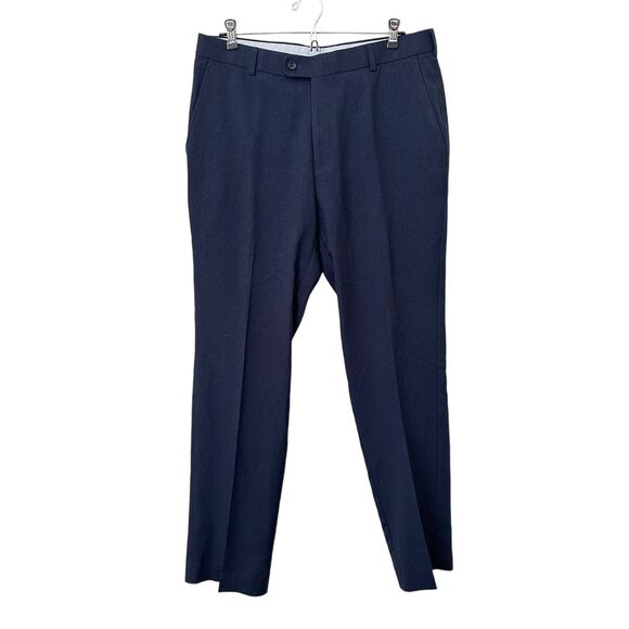 PETER MILLAR Navy Pleated Trouser Sz 34/32 - Picture 1 of 5